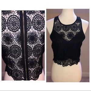 Black Lace Crop Top